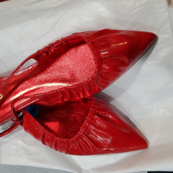 Aldo red patent ruched front slingback pointy toe flats size 10 brand new - Picture 7 of 12